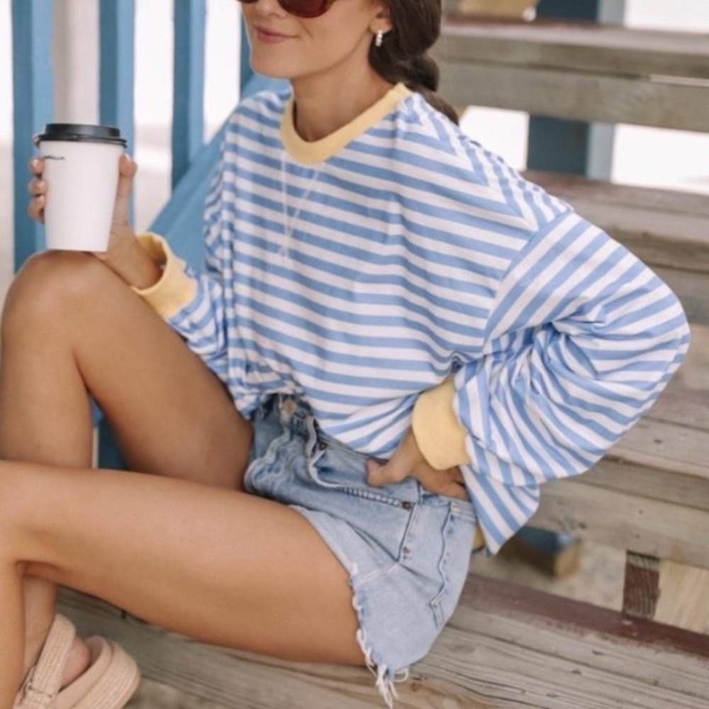 oversized stripe long sleeve shirt